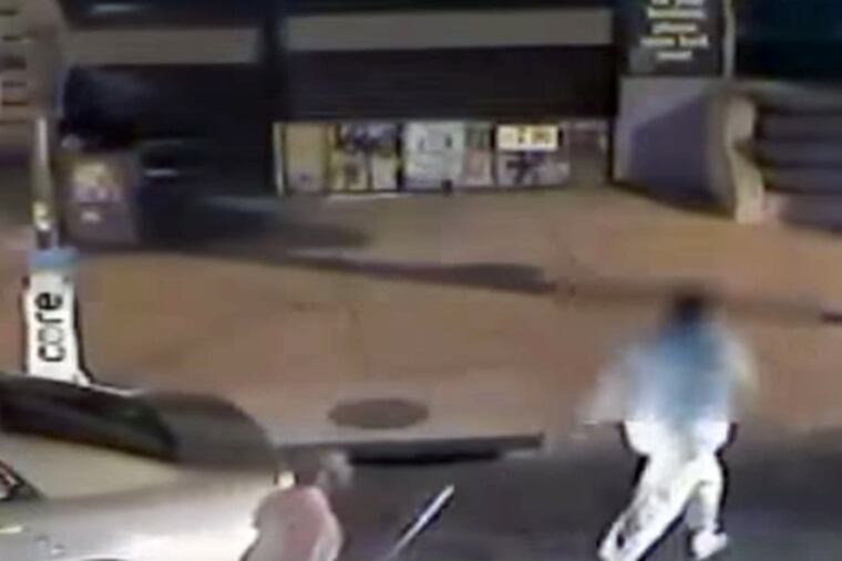 Police are looking for a man captured on surveillance video attacking a woman and her car with a baseball bat near 16th and Clearfield streets.