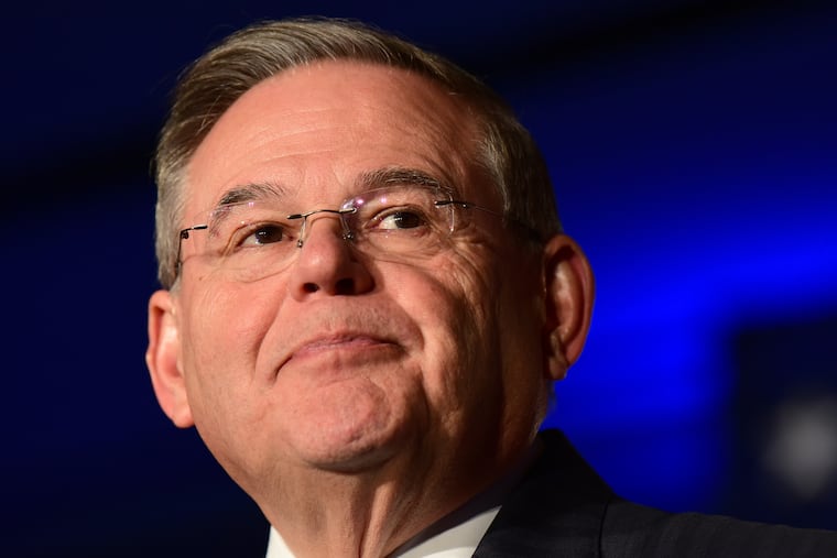 U.S. Sen. Bob Menendez celebrates his re-election in Hoboken November 6, 2018.