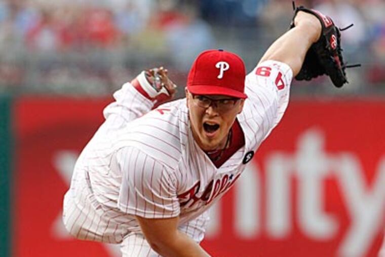 Vance Worley carried a no-hitter into the sixth inning in Friday's win over the Athletics. (Ron Cortes/Staff Photographer)
