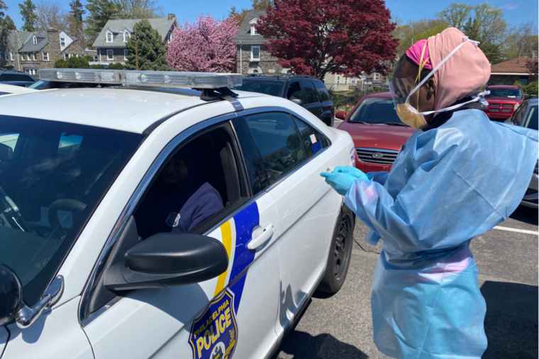 Dr. Ala Stanford, founder of the Black Doctors COVID-19 Consortium, in Philadelphia caring for "those I wish would care for me, for us," she says.