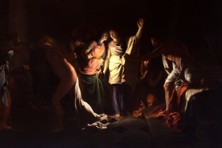 "Myrrha Fleeing After Being Discovered in Her Father's (King Cinyras's)Bed," by an unknown French artist, is one of the pieces of art being sold by the La Salle University Art Museum.