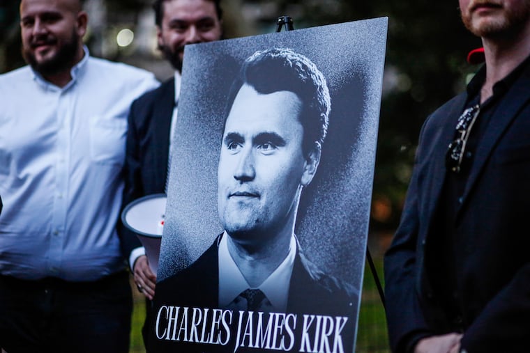 A vigil for Turning Point USA CEO and co-founder Charlie Kirk was held at Madison Square Park in New York on Friday, Sept. 12.