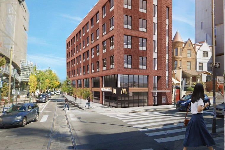 Looking north on 40th Street at the new office building planned for the University of Pennsylvania.
