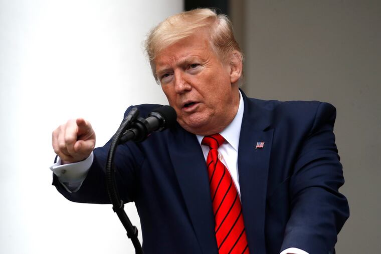President Donald Trump speaks about the coronavirus during a press briefing in the Rose Garden of the White House, Monday, May 11, 2020, in Washington. (AP Photo/Alex Brandon)