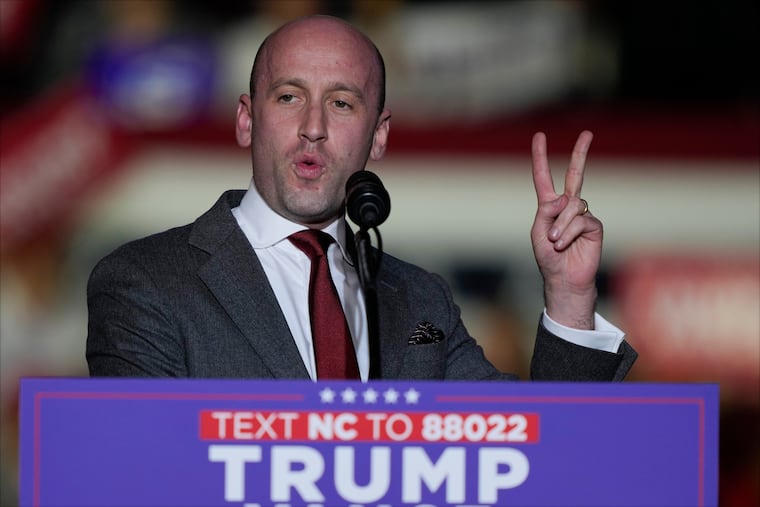 Stephen Miller, widely considered the architect of Donald Trump's immigration policy, speaks at a campaign rally in 2024.