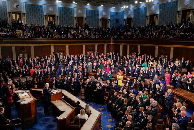 President Joe Biden delivers his State of the Union speech to a joint session of Congress at the Capitol in Washington on Feb. 7, 2023.