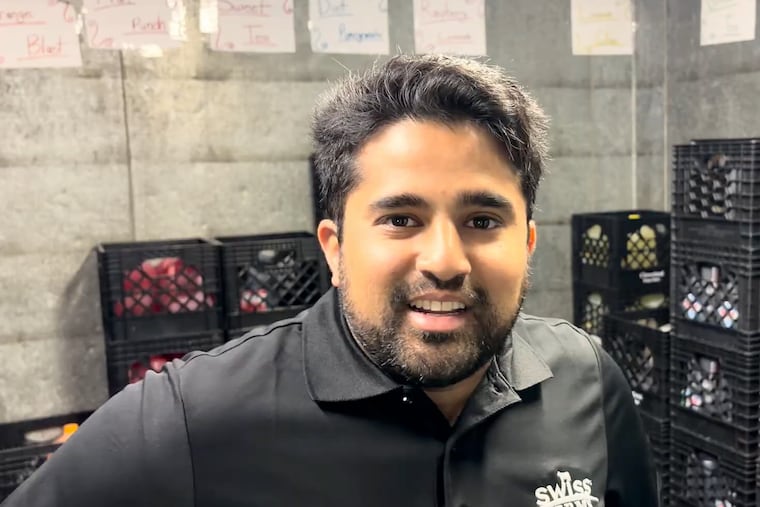 Arsh Pola, a gas station owner, is the new owner and CEO of the 10-store Swiss Farms drive-up convenience-store chain, shown here in the chilled storeroom of his Drexel Hill location.