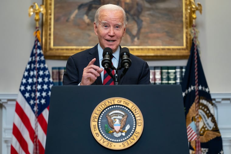 President Joe Biden speaks on student loan debt forgiveness, in the Roosevelt Room of the White House last week in Washington.
