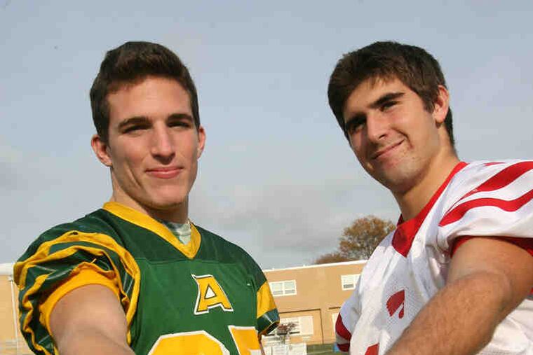 Cousins Brian Flacco (left) of Audubon and Dave Flacco of Haddon Township, both seniors, will play their final game on Thursday before their close-knit, football-crazed families.