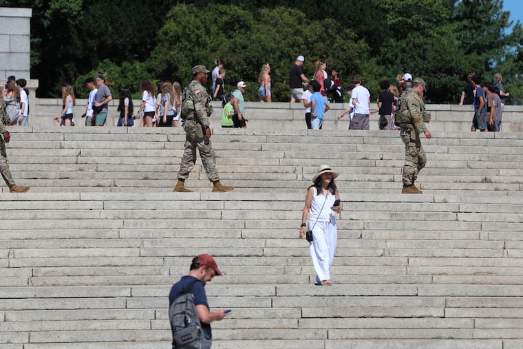 National guard on patrol at the Lincoln Memorial, Wednesday, June 24, 2026, in Washington.