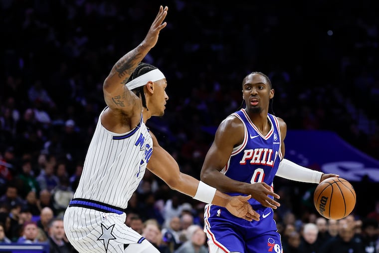 Sixers guard Tyrese Maxey will be tested by a big, physical Magic team in the NBA Play-In Tournament.