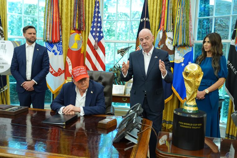 FIFA President Gianni Infantino visited the White House again on Friday, this time for the announcement that Washington will host the World Cup draw in December.