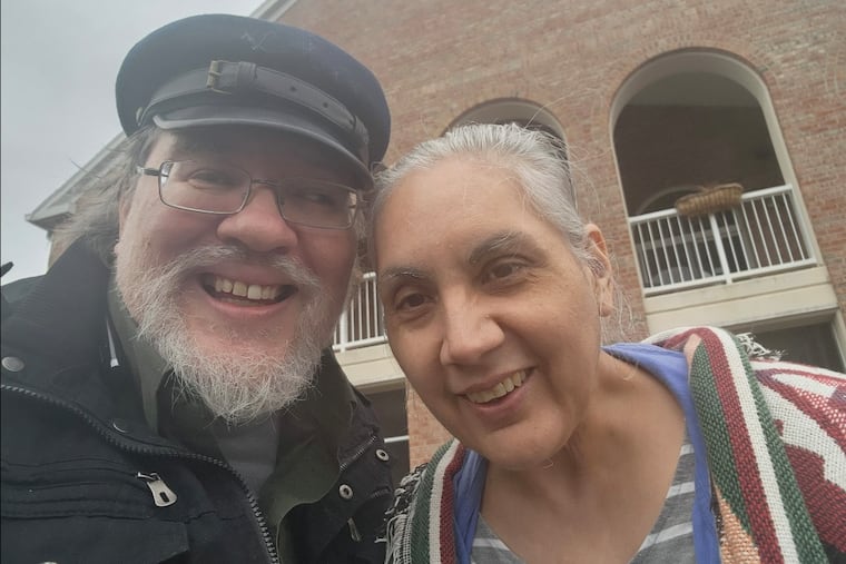 William and Dora Collier outside her senior living facility in February.