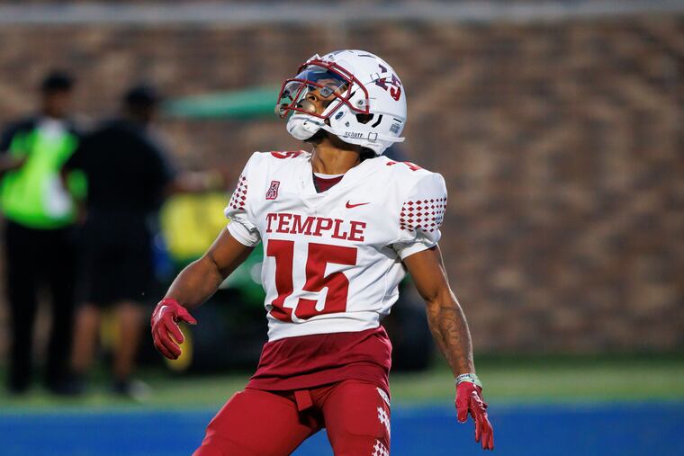 Temple's Amad Anderson Jr. (15) and the Owls suffered its third loss of the season with a 27-16 loss to Tulsa.
