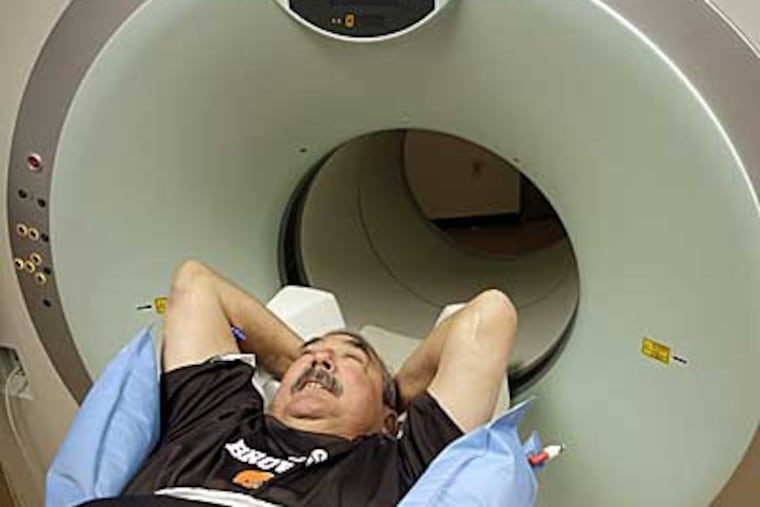 Bob Warzel, 66, undergoes a PET scan at the Univeristy of North Carolina Lineberger Comprehensive Cancer Center in Chapel Hill, North Carolina on April 11, 2010.. After having a donated kidney removed, Warzel has shown no sign of the cancer it carried. (Shawn Rocco/Raleigh News & Observer/MCT)