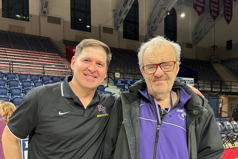 Roman Catholic coach Chris McNesby and Tom McKenna.