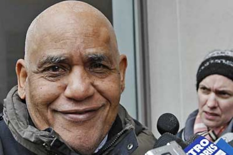 T. Milton Street Sr. (left), shown with lawyer Jeremy Ibrahim after being convicted of tax evasion in February, is scheduled to be sentenced on Tuesday. (Michael S. Wirtz / Inquirer)