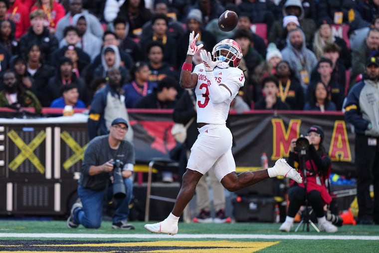 Indiana wide receiver Omar Cooper Jr. (3) scores a touchdown against Maryland.
