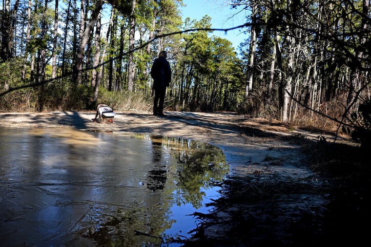 Sue Quackenbush on Lost Lane Road in Woodland Township in January. In April 2024, her daughter Danielle Lopez disappeared farther up the dirt road.