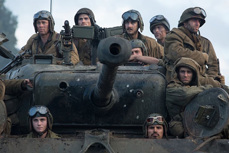 Wardaddy (Brad Pitt) and other soliders in Columbia Pictures' "Fury." (Giles Keyte/MCT)