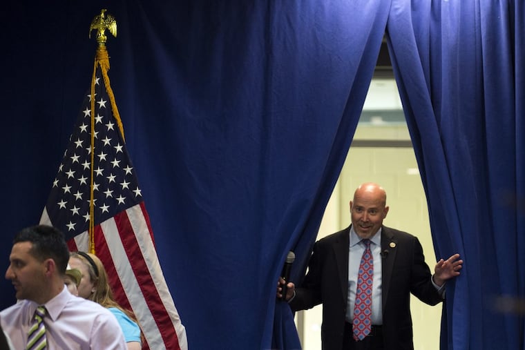 Rep. Tom MacArthur arrives for a town hall in Willingboro, N.J., Wednesday, May 10, 2017. MacArthur, a Republican, played a key role during the summer in reviving a GOP effort to repeal and replace the Affordable Care Act. The attempt ultimately failed.