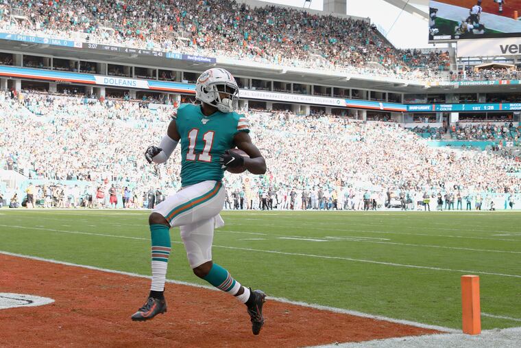 DeVante Parker was targeted 10 times by Miami Dolphins quarterback Ryan Fitzpatrick against the Eagles, and had seven catches for 159 yards and two touchdowns.