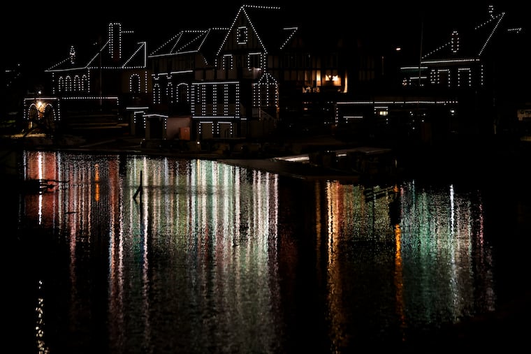 Boathouse Row is relit with a new programmable system containing 6,400 LED lights that allow for 16 million color combinations in Philadelphia, Pa. on Thursday, March 7, 2024.