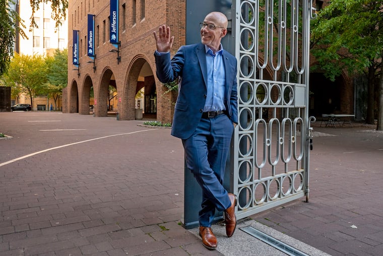 Stephen K. Klasko, shown on the campus of Thomas Jefferson University in Philadelphia in 2021, was the Philadelphia region's highest-paid nonprofit health-system CEO in 2022. He retired at the end of 2022 but remained as an adviser through June of 2022.