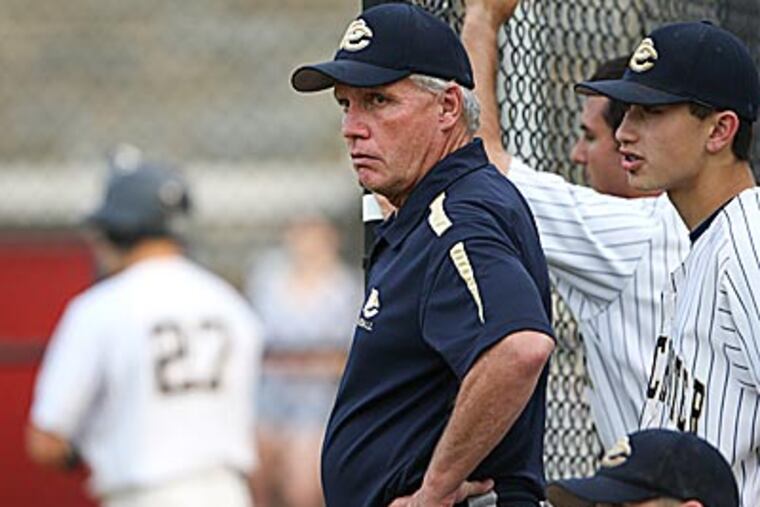 Penn Charter's head coach Rick Mellor watches his players during a game against Chestnut Hill Academy. (Steven M. Falk/Staff Photographer)