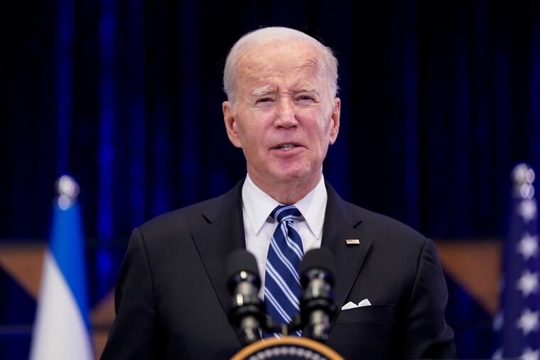 President Joe Biden delivers remarks on the war between Israel and Hamas after meeting Israeli Prime Minister Benjamin Netanyahu.