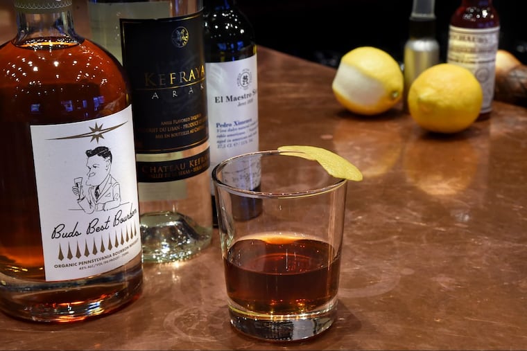 The Xazerac, a Spanish twist on the Sazerac made with Pedro Ximenez, Arak and Bud's Best Bourbon at Jamonera.