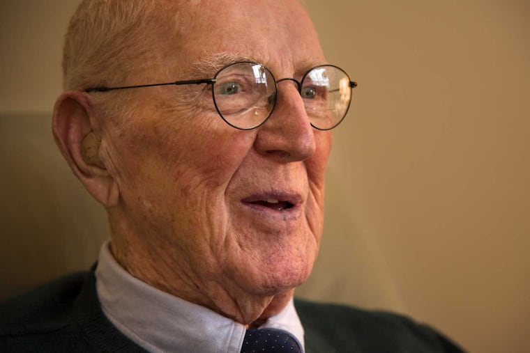 Thomas A. Flannery at his Narberth apartment October 3, 2016. He was 21 years old when he was captured by the Nazis. He spent 451 days as a POW before coming home, getting married and raising five children.