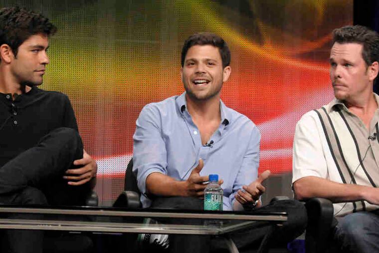 "Entourage" actors Adrian Grenier (left), Jerry Ferrara, Kevin Dillon at the television critics' summer press tour Thursday. It was their last appearance together as a TV cast.