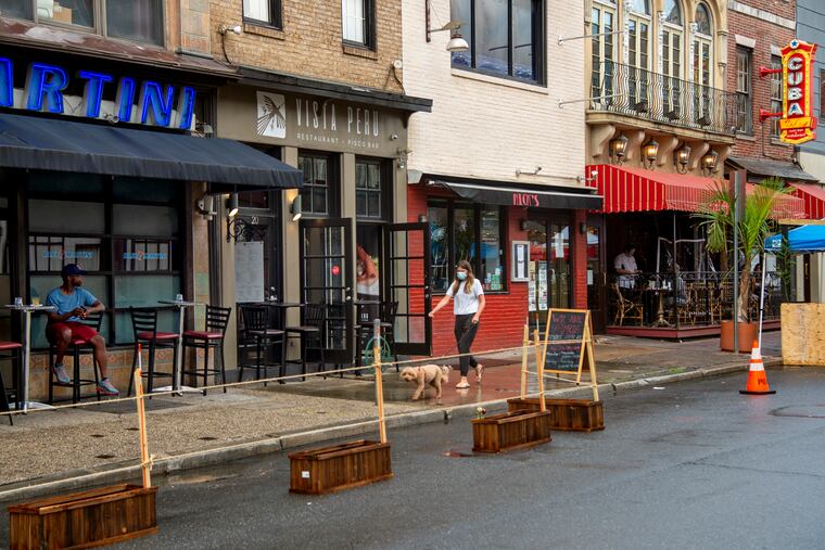 Nick’s Roast Beef / Infusion Lounge on the unit block of South 2nd Street July 6, 2020 (Between Bleu Martini and Vista Peru on on the left, and Cuba Libre on the right) . On Sunday afternoon a man on a bike stopped nearby and began shouting, “Social distancing! No one is wearing a mask!” Restaurant goers started shouting back, telling him to go away, then a man stood up with a gun.