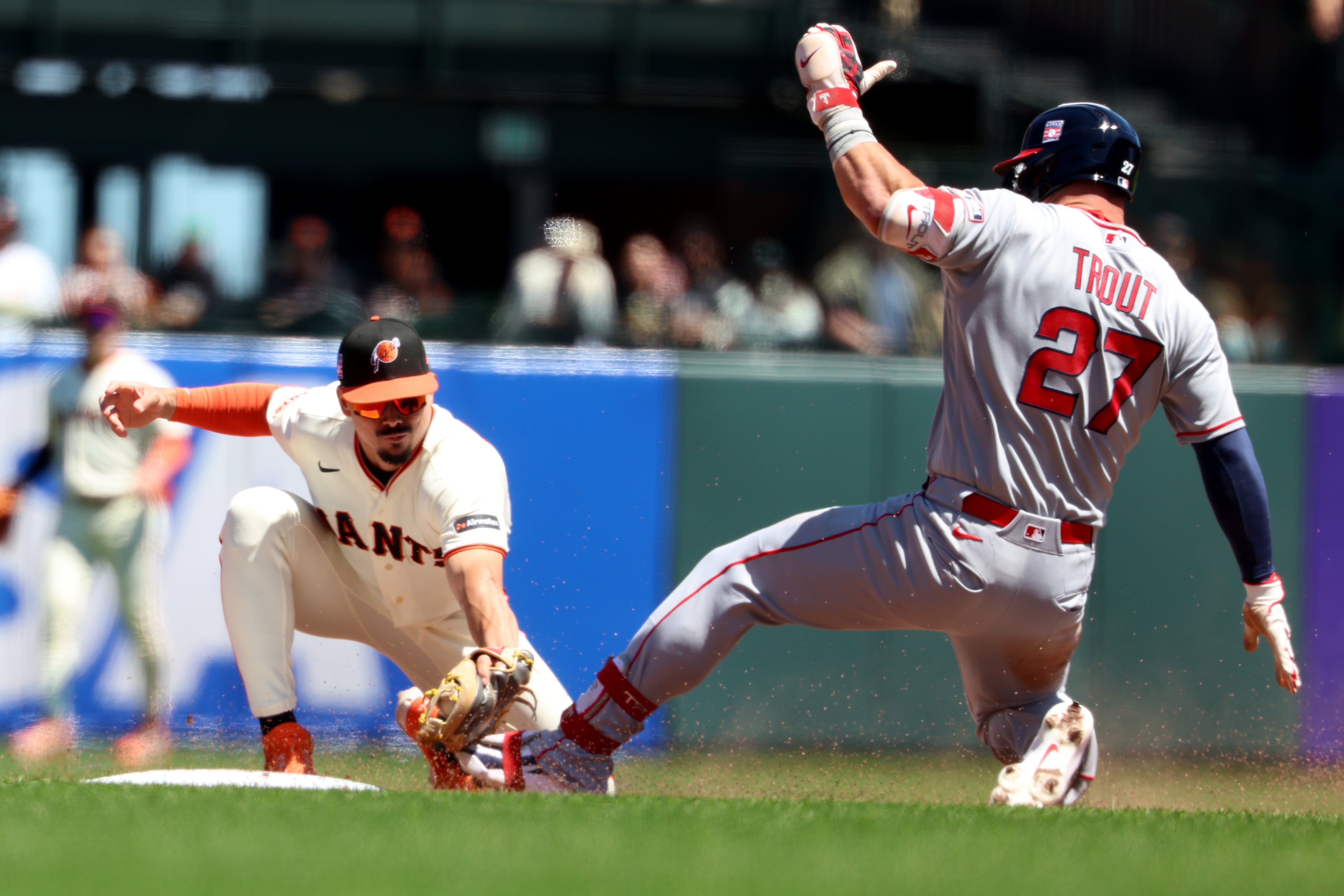 Trout's 1st 4-hit game since the 2021 season powers the Angels to a 4-3 win over the Giants