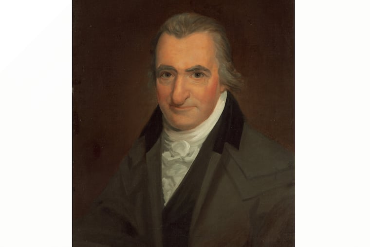 This image provided by the National Gallery of Art shows a painted portrait of American founding father Thomas Paine by John Wesley Jarvis.