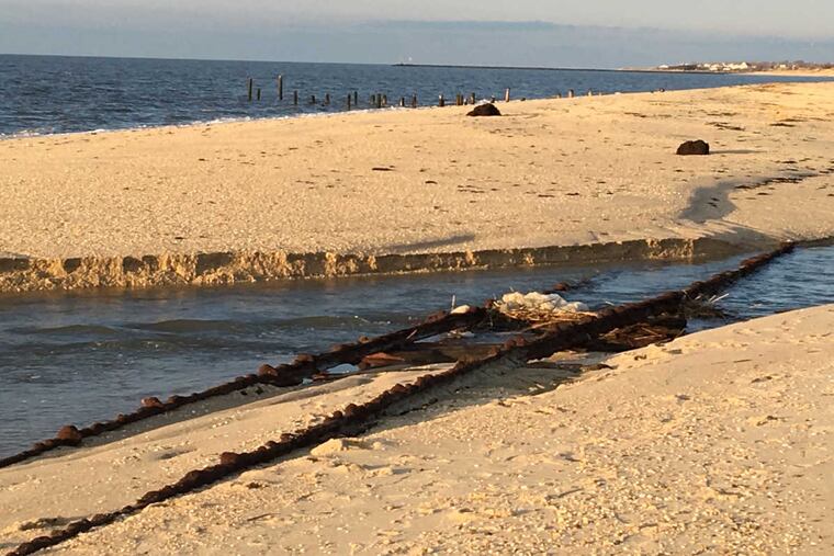 The 'ghost tracks' as seen along Sunset Beach near Higbee Wildlife Management area in the North Cape May section of Lower Township.