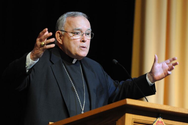 Philadelphia Archbishop Charles Chaput addresses an audience at Archbishop Ryan High School concerning the Faith in the Future Foundation on Thursday, Feb. 4, 2016.