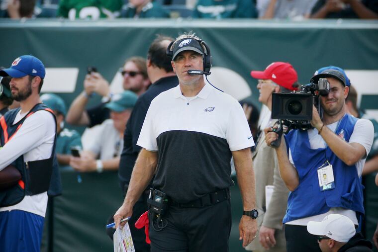 Eagles head coach Doug Pederson during Sunday's loss to the Detroit Lions.
