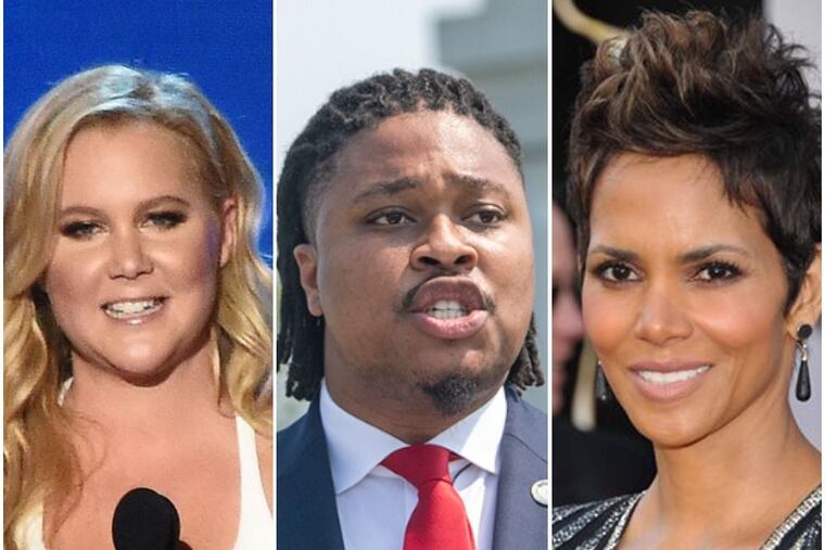 Actresses Amy Schumer and Halle Berry are two of several celebrities who have backed state Rep. Malcolm Kenyatta's Senate campaign.