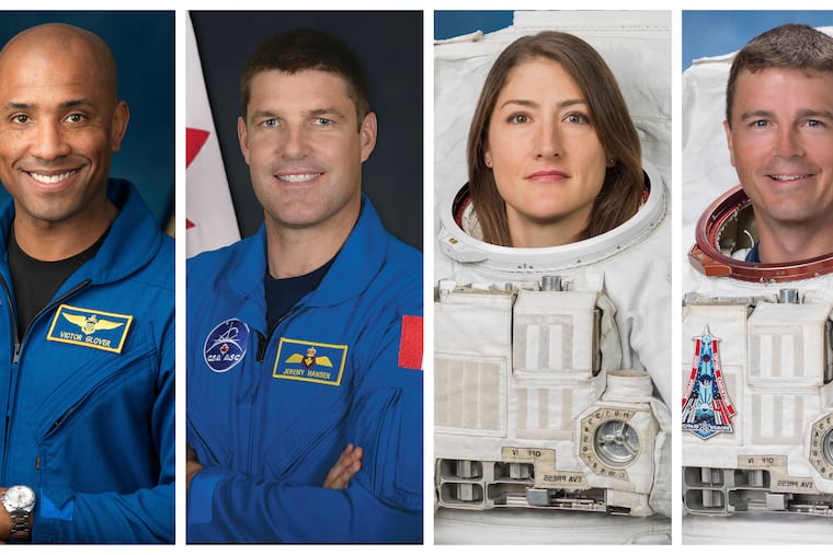 This combination of photos shows, from left, astronauts Victor Glover, Jeremy Hansen, Christina Koch, and Reid Wiseman.
