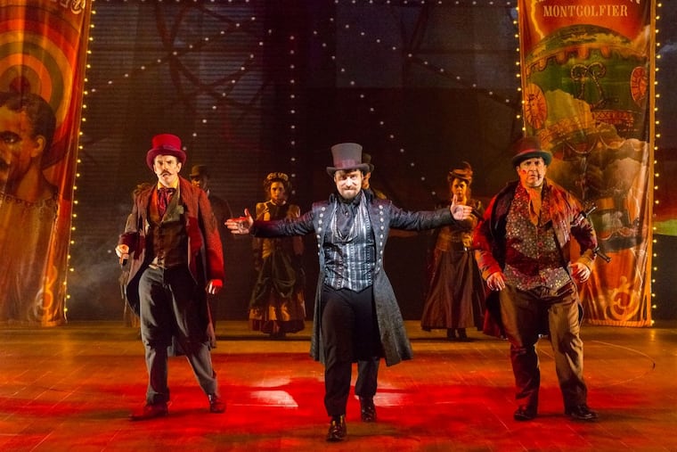 (From left) Jake Blouch, Rob Riddle, and Christopher Sapienza in the Delaware Theatre Company production of “Something Wicked This Way Comes.”