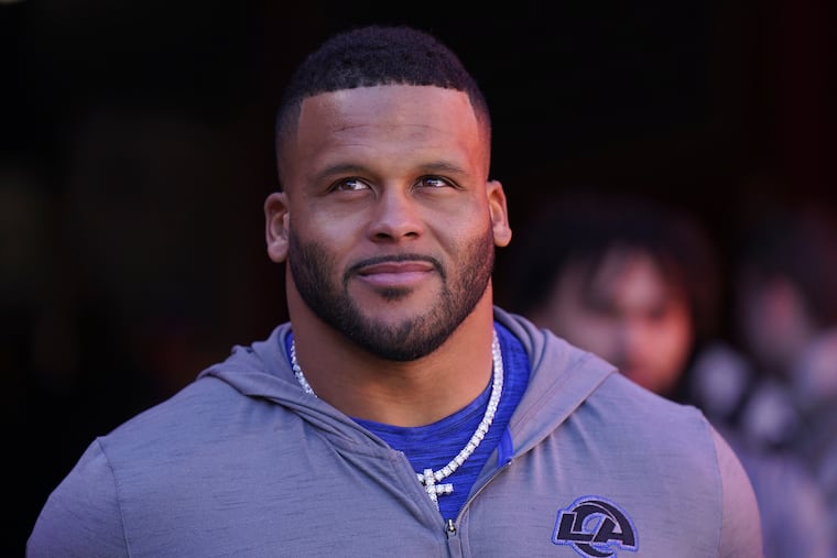 Aaron Donald, a three-time AP NFL Defensive Player of the Year, spent his entire 10-year career with the Rams.