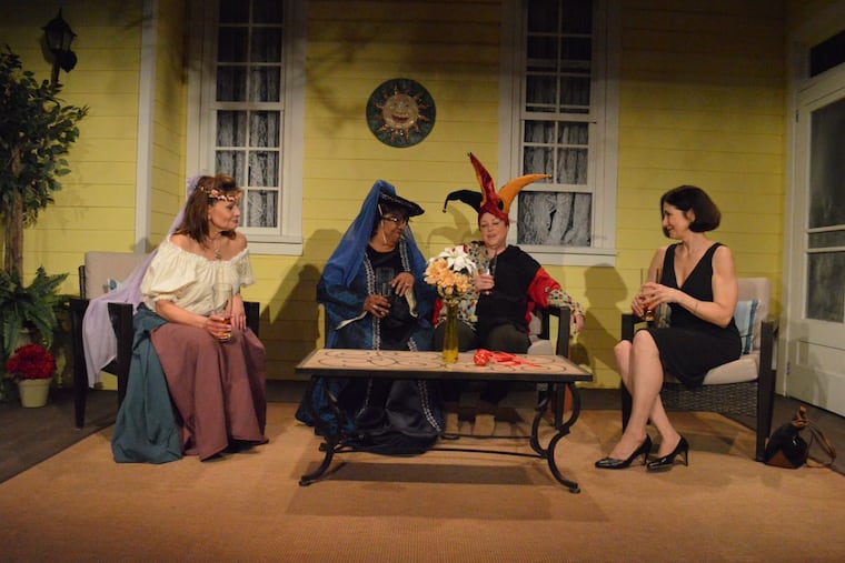 (Left to right:) Michelle Romano, Connie Norwood, Dawn Varava, and Stacy Skinner in “The Savannah Sipping Society,” through Feb. 25 at the South Camden Theatre Company.