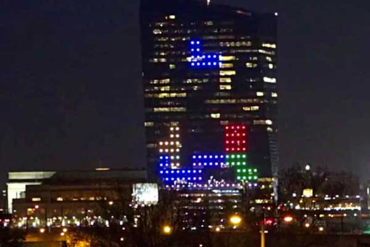 Tetris on the side of the Cira Centre.