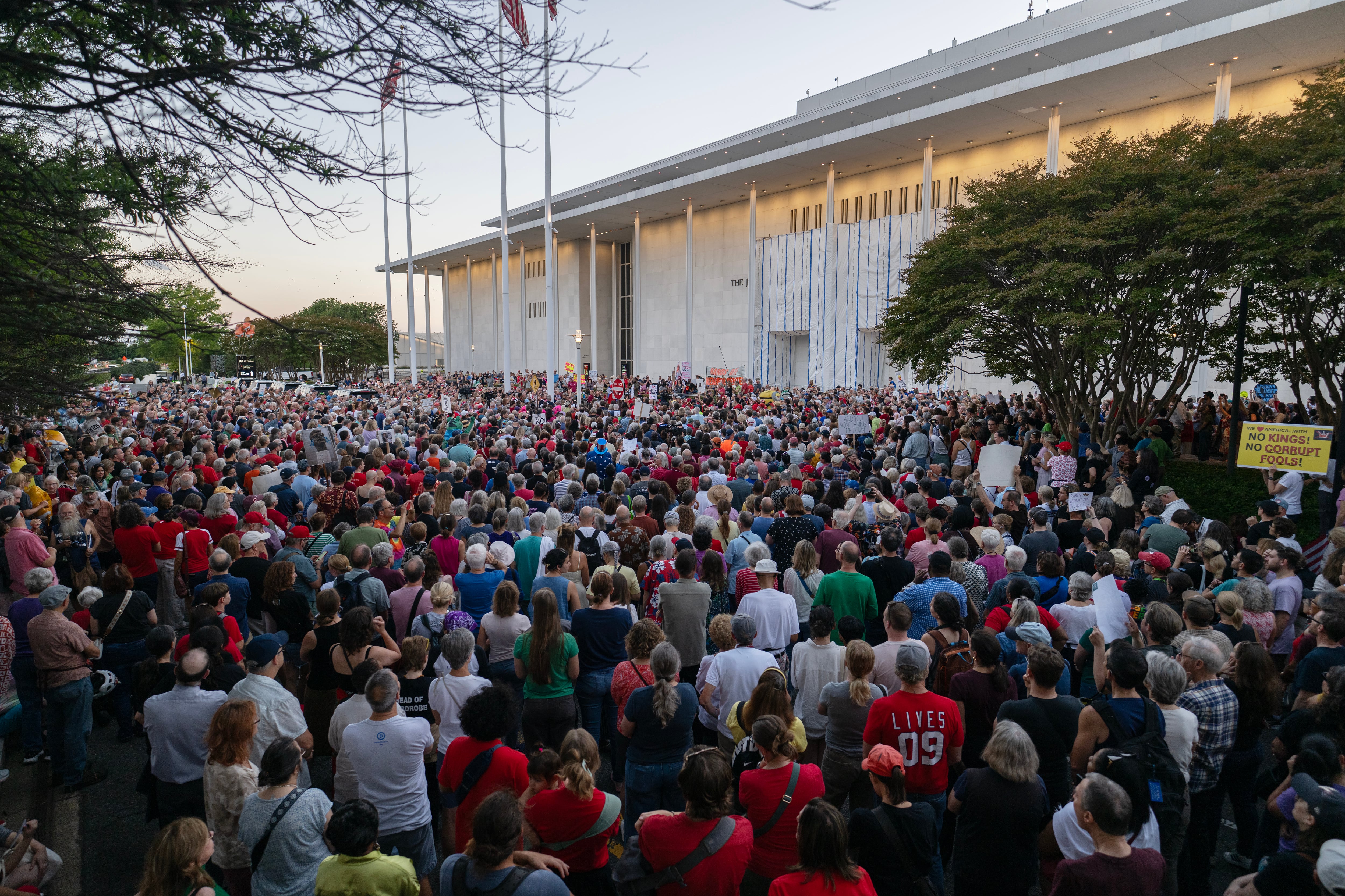 Thousands rally outside shuttered Kennedy Center, chanting ‘Hands off!’