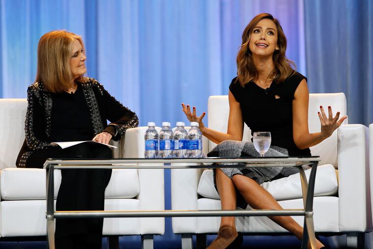 Gloria Steinem (left) speaks with actress and entrepreneur Jessica Alba at the 12th annual Pennsylvania Women’s Conference.