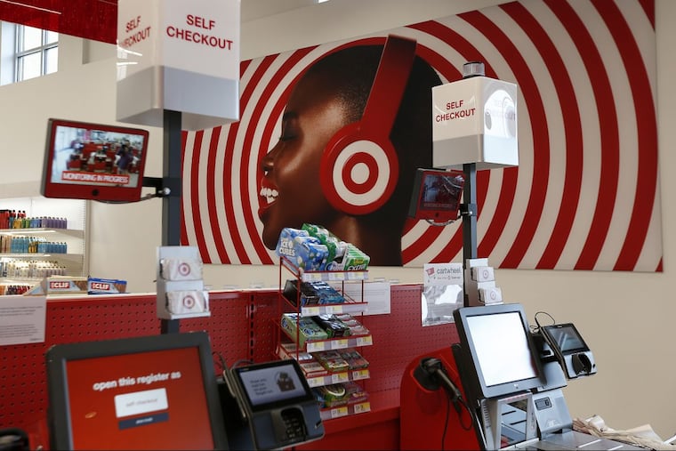 Self-checkout kiosks inside the new smaller-format Target store near the Art Museum are in place for a Wednesday 7 a.m. store opening.