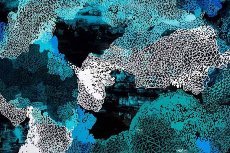 Rebecca Rutstein's painting, "deep rift" (2012), acrylic on canvas, at Bridgette Mayer Gallery.