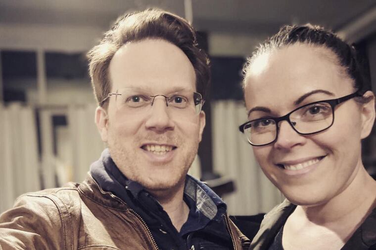 Dale Martin, 39, and Shaun Sanders, 35, pose for a selfie after being reunited in Canada on Monday night. Sanders moved from Philadelphia a month early because she was worried about the closure of the U.S. Canadian border.
